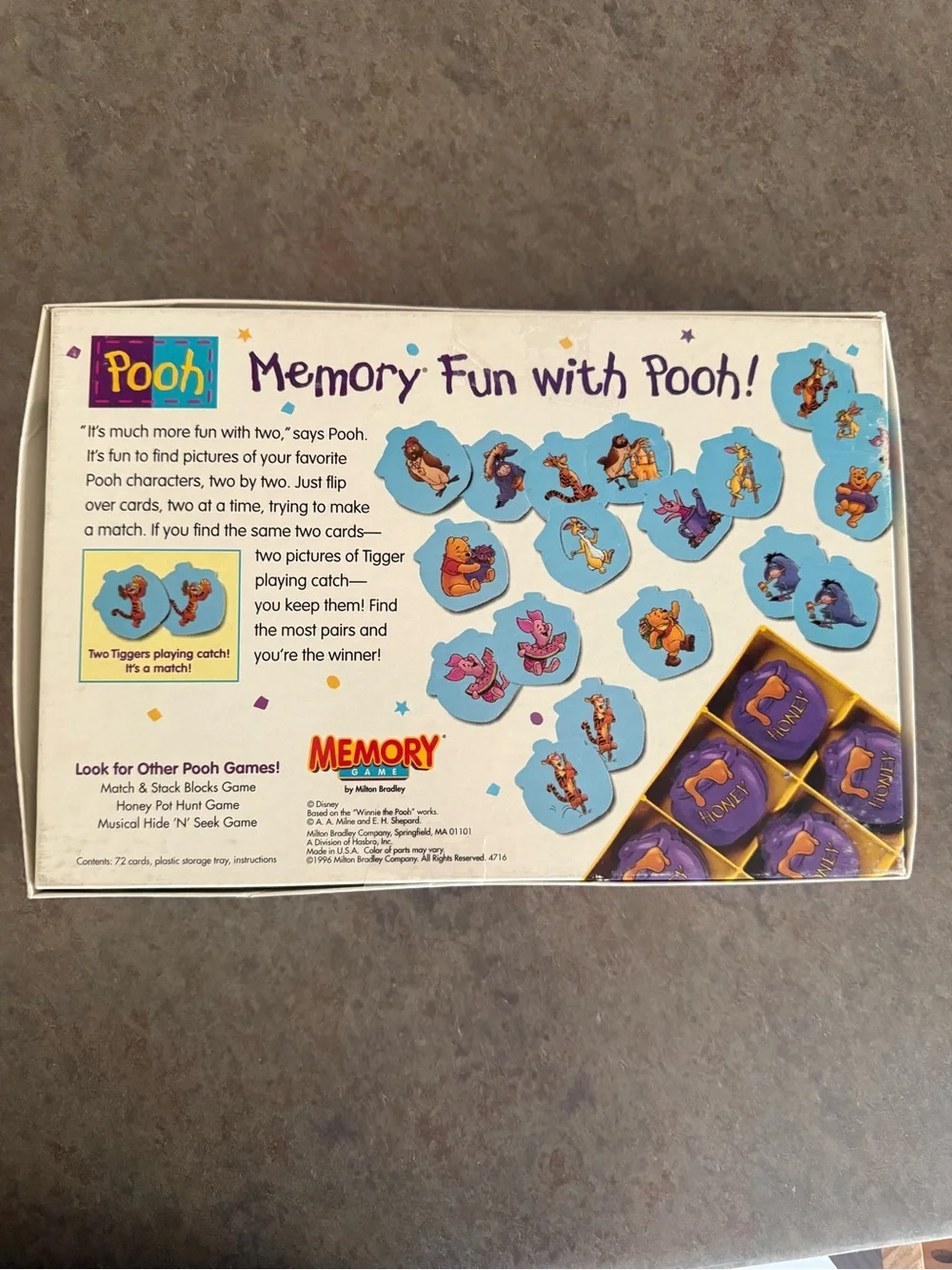 Complete Winnie The Pooh Memory Game with matching Cards Milton Bradley 1996